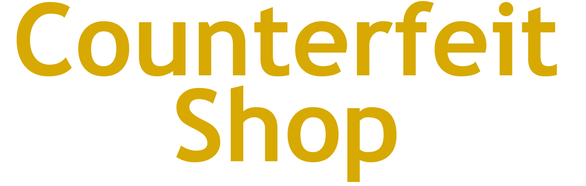 counterfeit shop logo